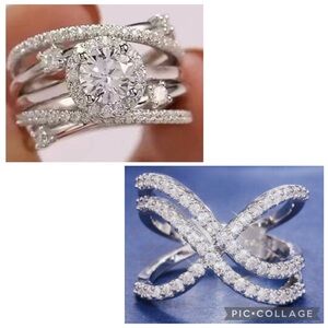 Bundle of 2 - 925 Silver Plated Micro Pave Ring